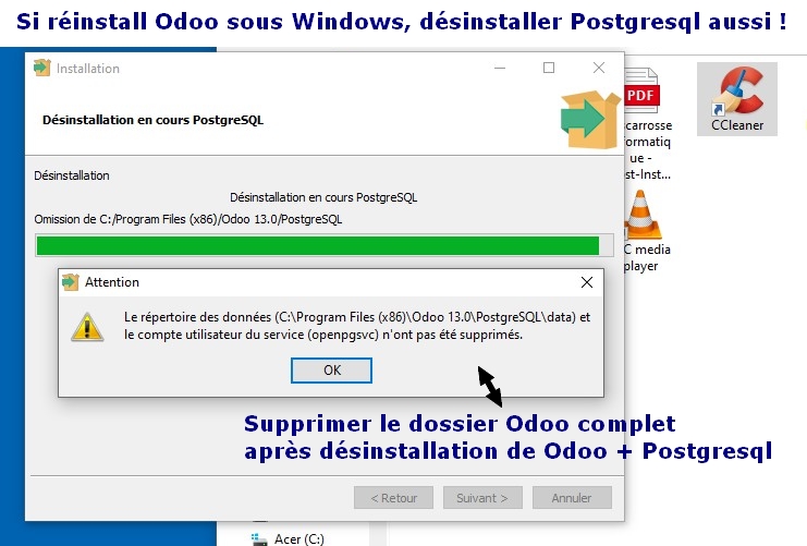 Odoo Postgresql uninstall